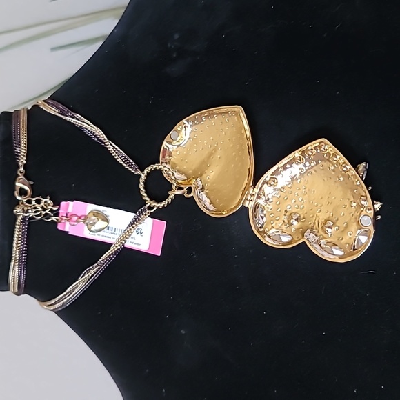 New Vintage! BETSEY JOHNSON Hollywood Glam Leopard Firefly Pill Locket Necklace. - Picture 8 of 11